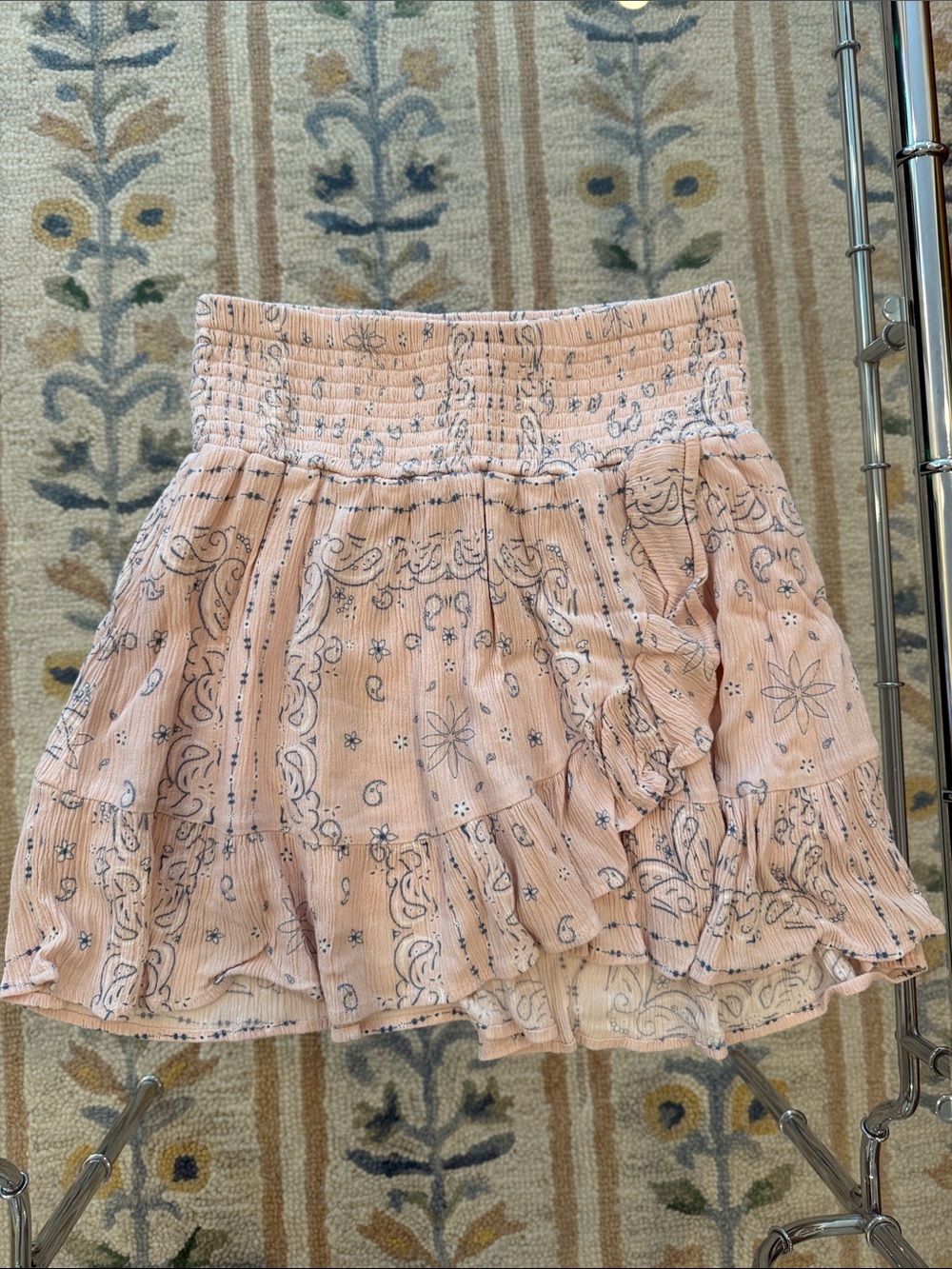 Smocked Paisley Tiered Skater Skirt